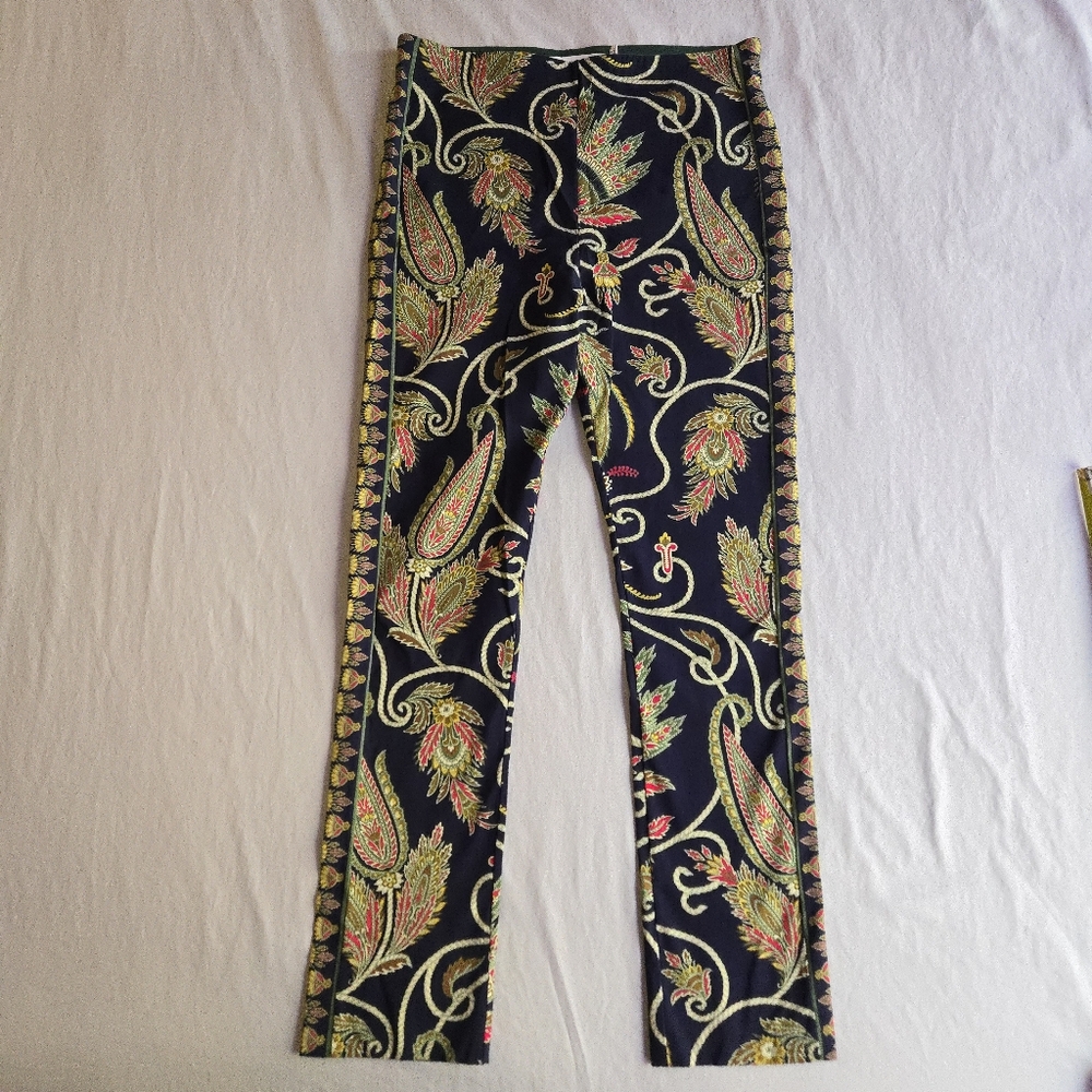 Gretchen Scott Navy Paisley Gripeless Pull On Pants - Stretch Tall Inseam